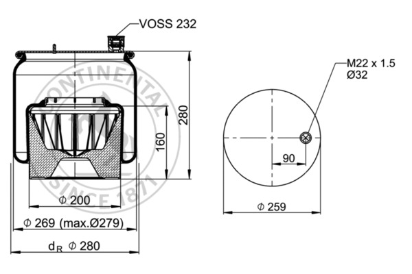 Contitech Air Spring Veerbalg 6122 N P46