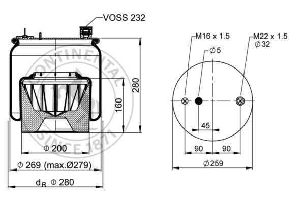 Contitech Air Spring Veerbalg 6122 N P47
