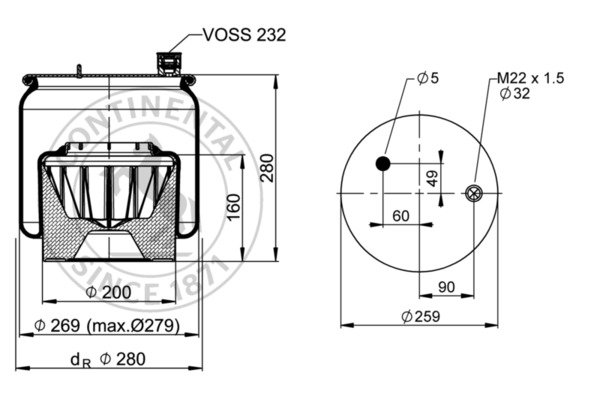 Contitech Air Spring Veerbalg 6122 N P50