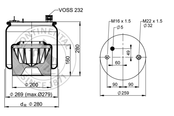 Contitech Air Spring Veerbalg 6122 N P51