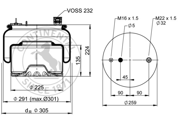 Contitech Air Spring Veerbalg 6126 N P40