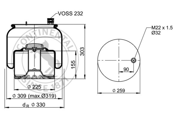 Contitech Air Spring Veerbalg 6131 N P40