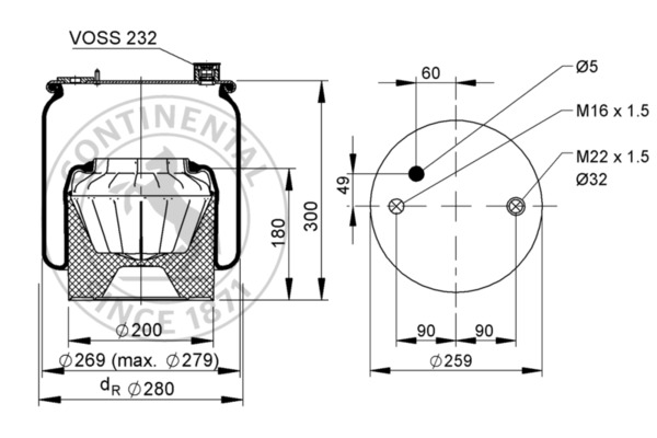 Contitech Air Spring Veerbalg 6173 N P43