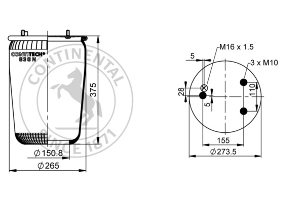 Contitech Air Spring Veerbalg 836 M