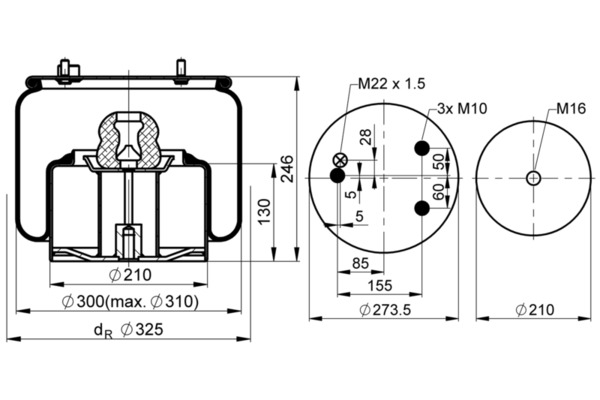 Contitech Air Spring Veerbalg, luchtvering 836 N P27