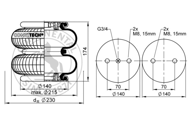 Contitech Air Spring Veerbalg FD 120-17 3/4 M8
