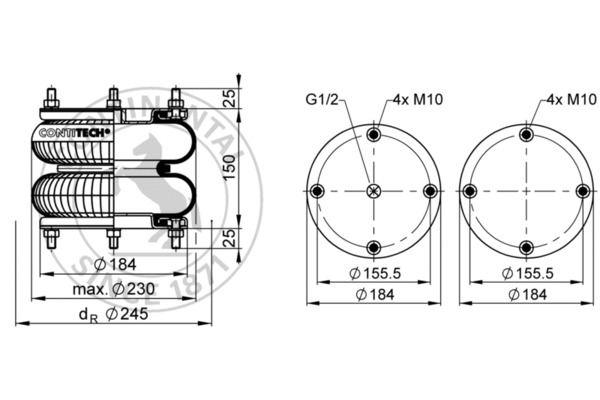 Contitech Air Spring Veerbalg FD 138-18 1/2 M10