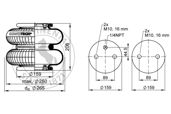 Contitech Air Spring Veerbalg FD 200-19 1/4 M10