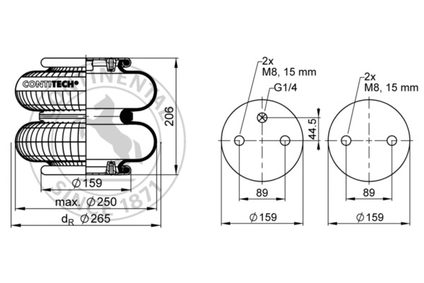 Contitech Air Spring Veerbalg FD 200-19 1/4 M8