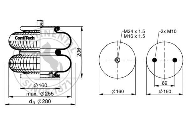 Contitech Air Spring Veerbalg FD 200-25 M24 M10