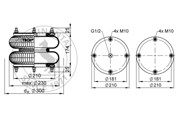 Contitech Air Spring Veerbalg FD 210-22 1/2 M10