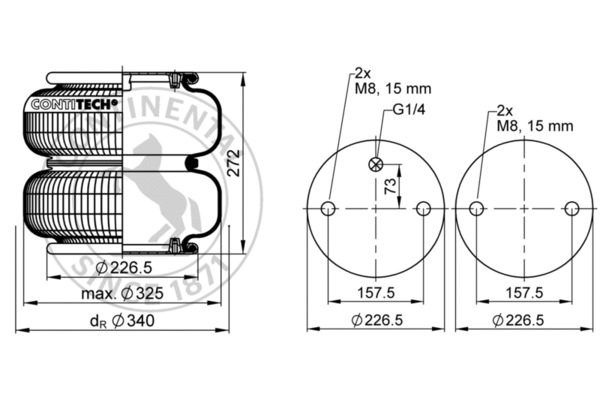 Contitech Air Spring Veerbalg FD 330-30 1/4 M8