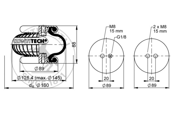 Contitech Air Spring Veerbalg FS 40-6 1/8 M8