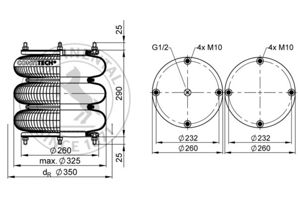 Contitech Air Spring Veerbalg FT 412-32 1/2 M10