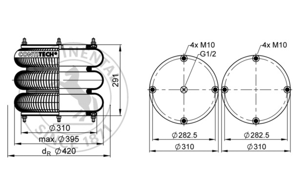 Contitech Air Spring Veerbalg FT 614-36 1/2 M10