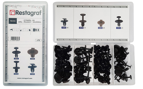 Assortiment, bevestigingsmiddelen Restagraf 70155