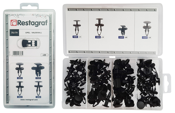 Assortiment, bevestigingsmiddelen Restagraf 70179