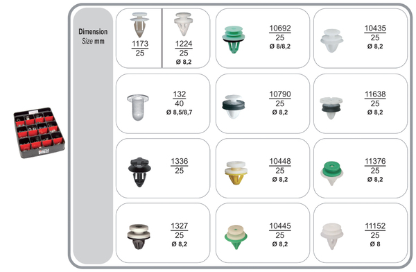 Assortiment, bevestigingsmiddelen Restagraf 70418