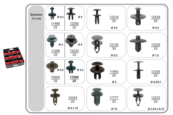 Assortiment, bevestigingsmiddelen Restagraf 70437