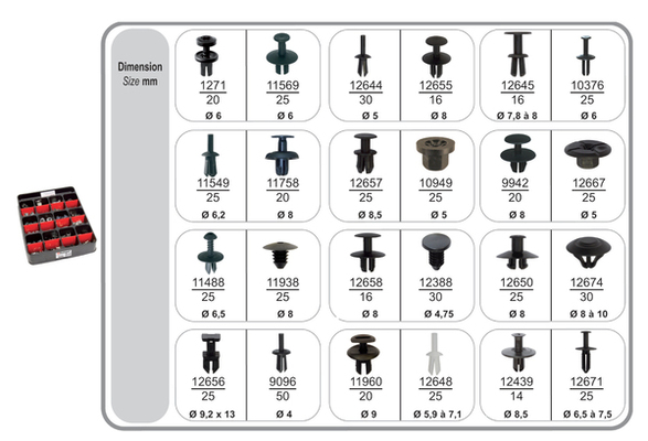 Assortiment, bevestigingsmiddelen Restagraf 70439