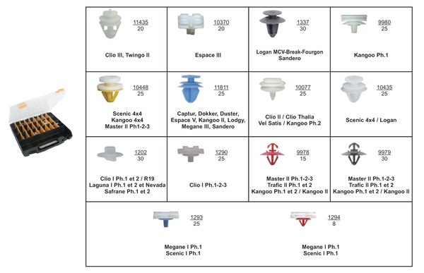 Assortiment, bevestigingsmiddelen Restagraf 82