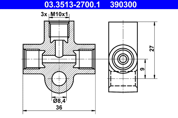 ATE Verbindings- / verdelerelement, pijpleidingen 03.3513-2700.1