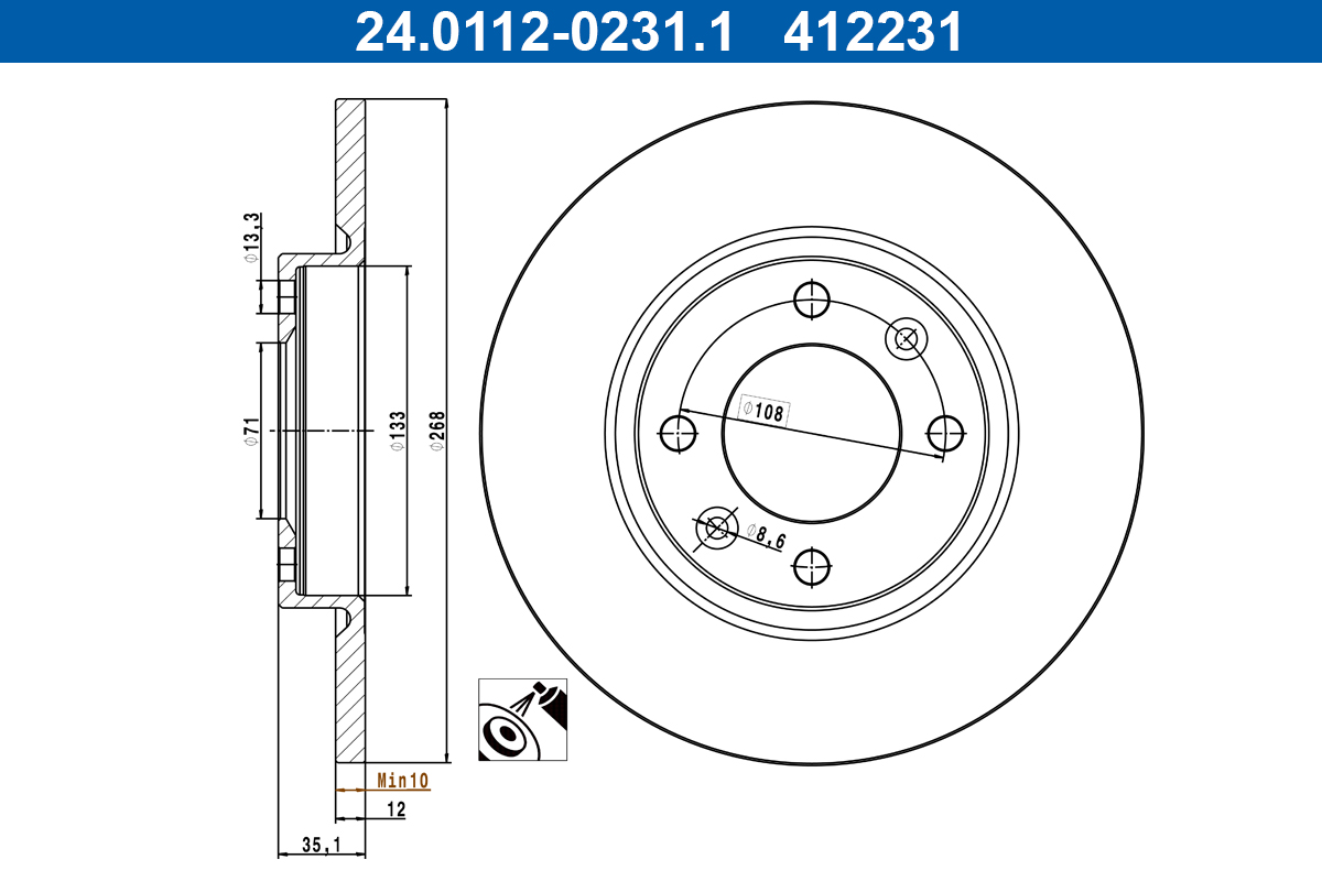 ATE Remschijf 24.0112-0231.1