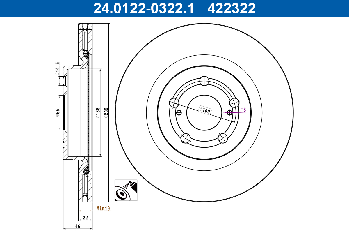 ATE Remschijf 24.0122-0322.1