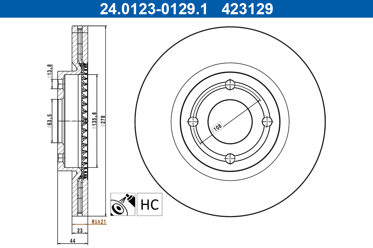 ATE Remschijf 24.0123-0129.1