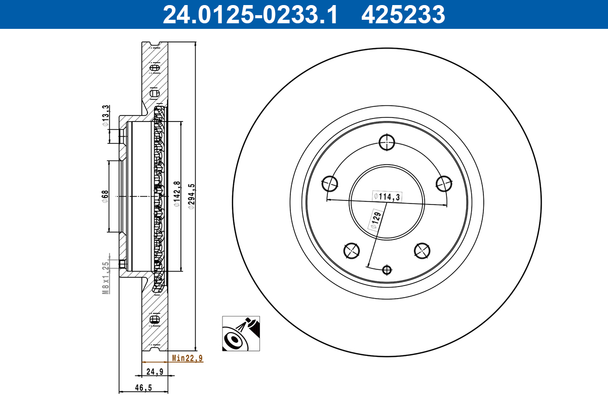 ATE Remschijf 24.0125-0233.1