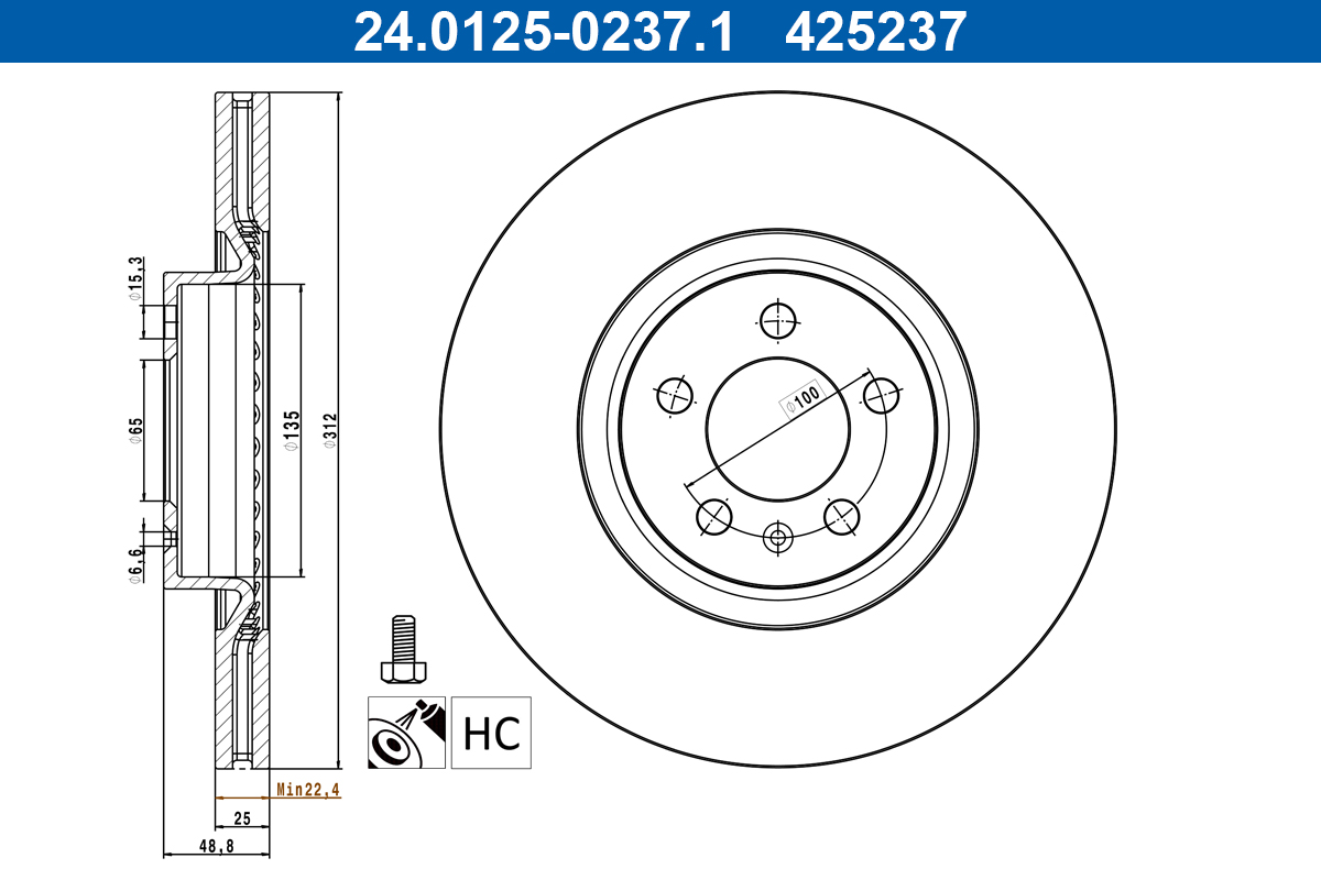 ATE Remschijf 24.0125-0237.1