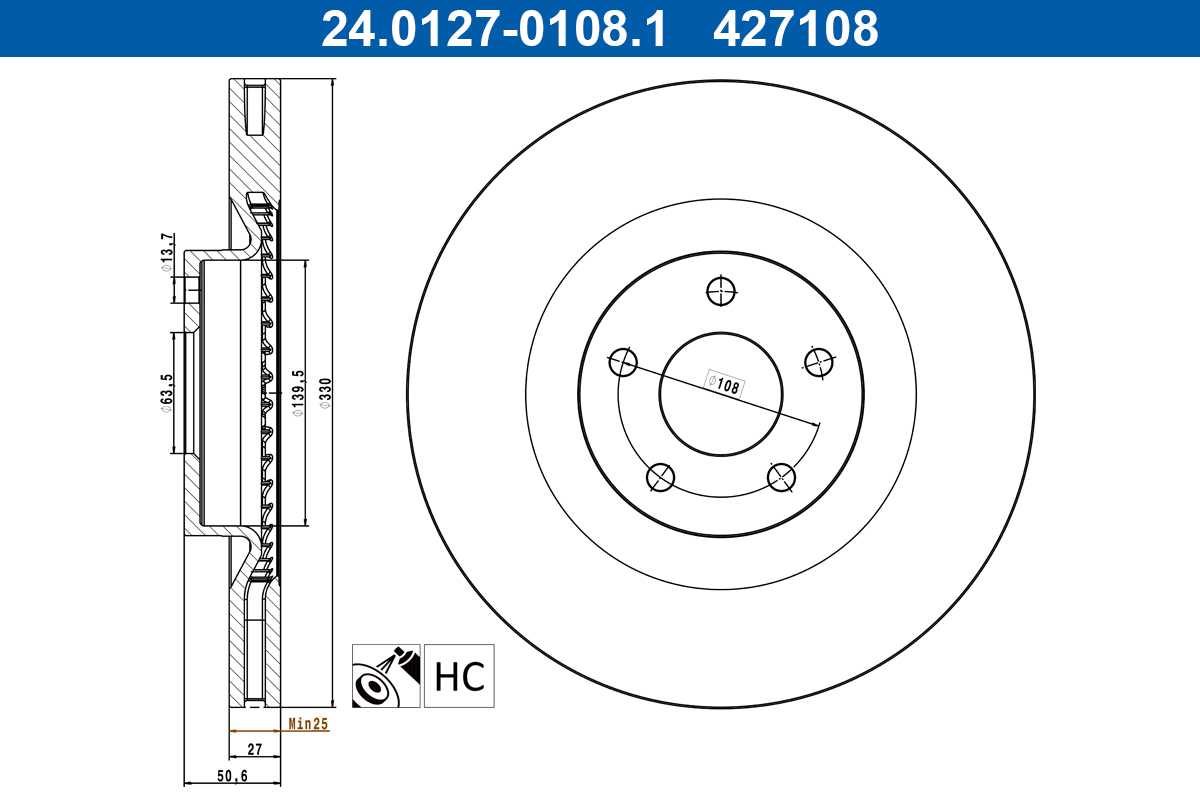 ATE Remschijf 24.0127-0108.1