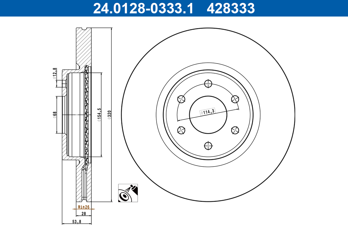ATE Remschijf 24.0128-0333.1