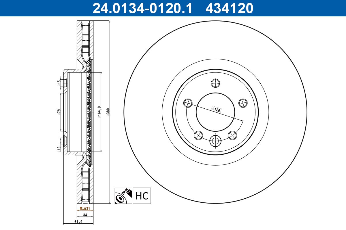 ATE Remschijf 24.0134-0120.1