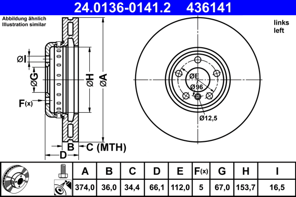 ATE Remschijf 24.0136-0141.2