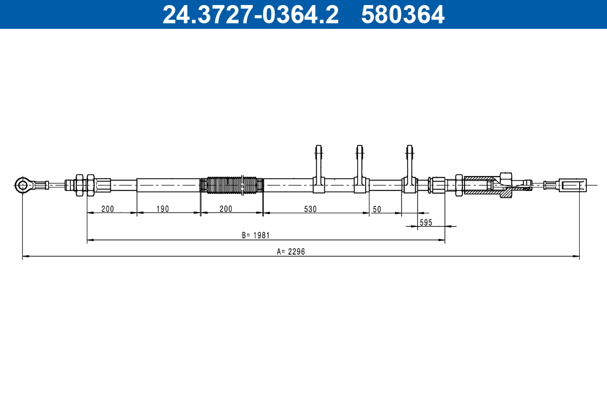 ATE Trekkabel, parkeerrem 24.3727-0364.2