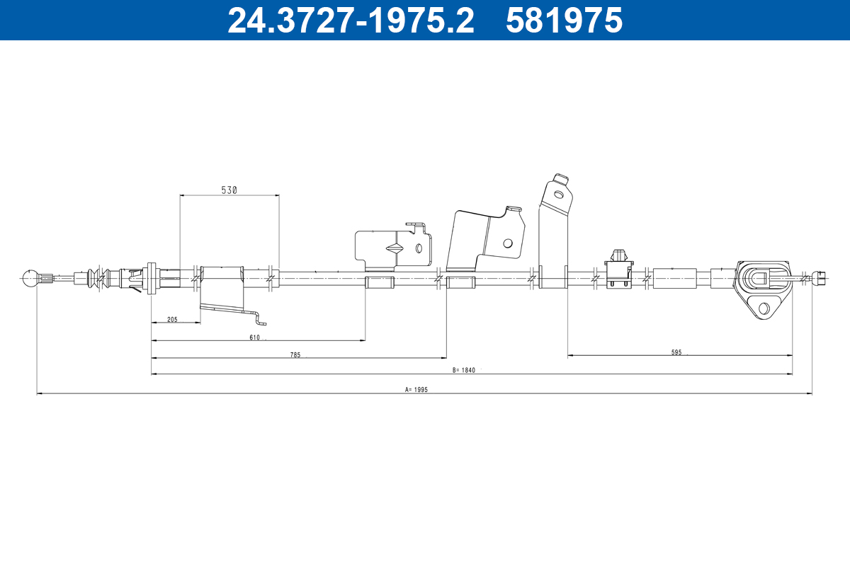 ATE Trekkabel, parkeerrem 24.3727-1975.2