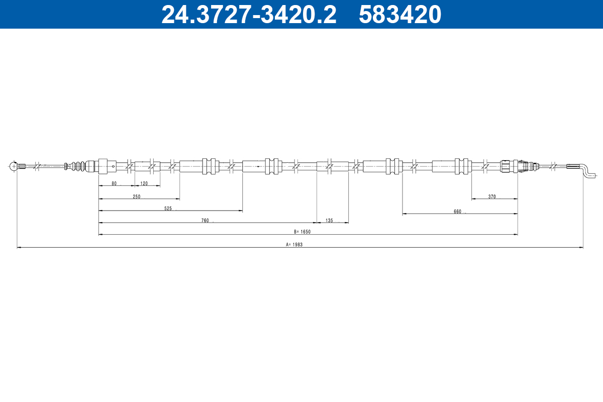 ATE Trekkabel, parkeerrem 24.3727-3420.2