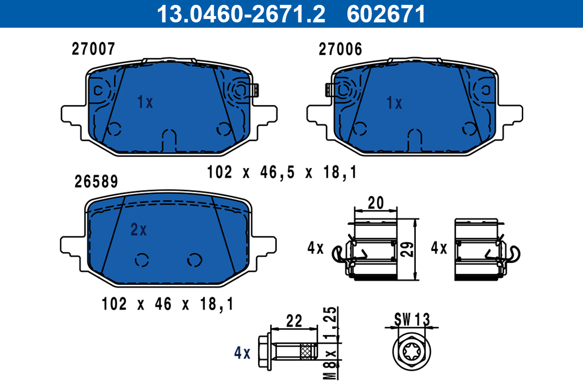 ATE Remblokkenset, schijfrem 13.0460-2671.2