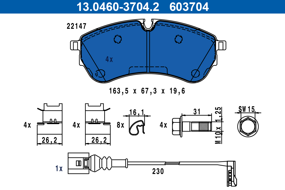 ATE Remblokkenset, schijfrem 13.0460-3704.2