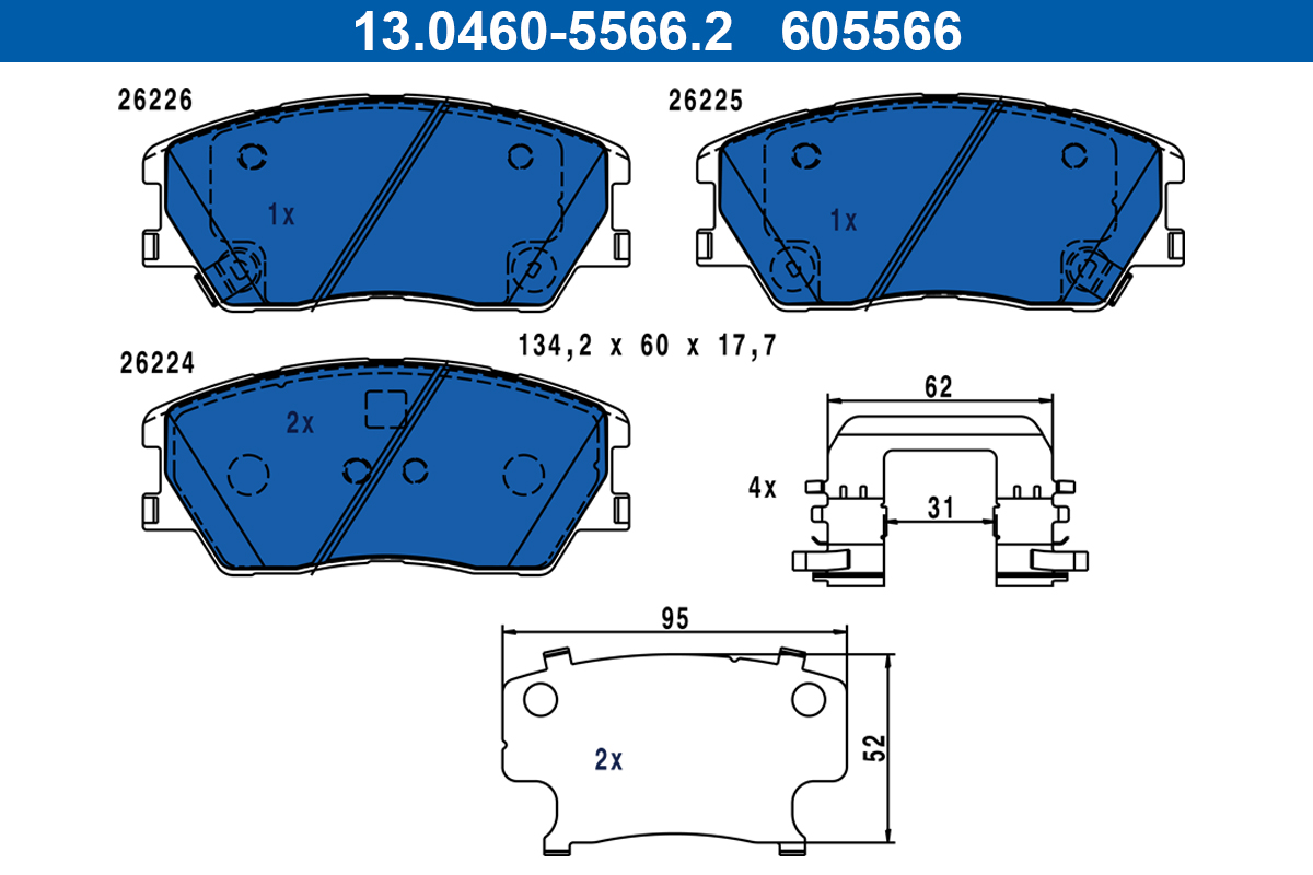 ATE Remblokkenset, schijfrem 13.0460-5566.2