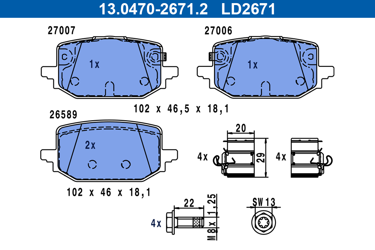 ATE Remblokkenset, schijfrem 13.0470-2671.2