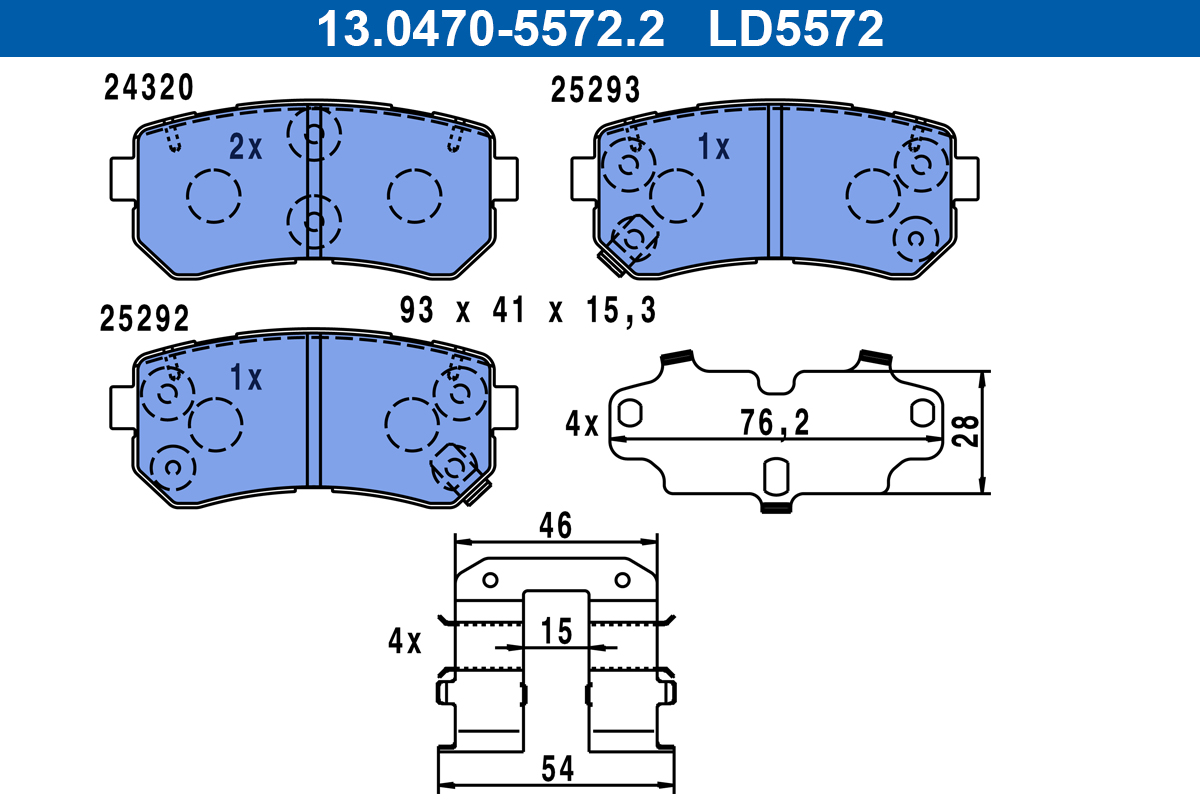 ATE Remblokkenset, schijfrem 13.0470-5572.2