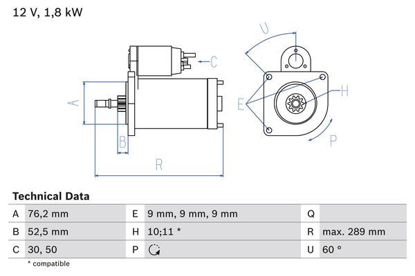 Bosch Starter 0 986 016 190