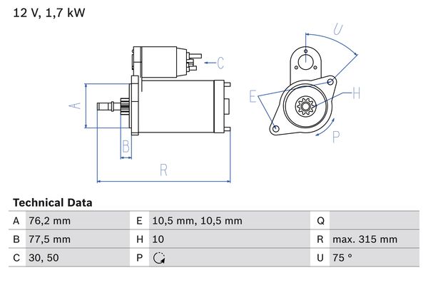 Bosch Starter 0 986 016 250