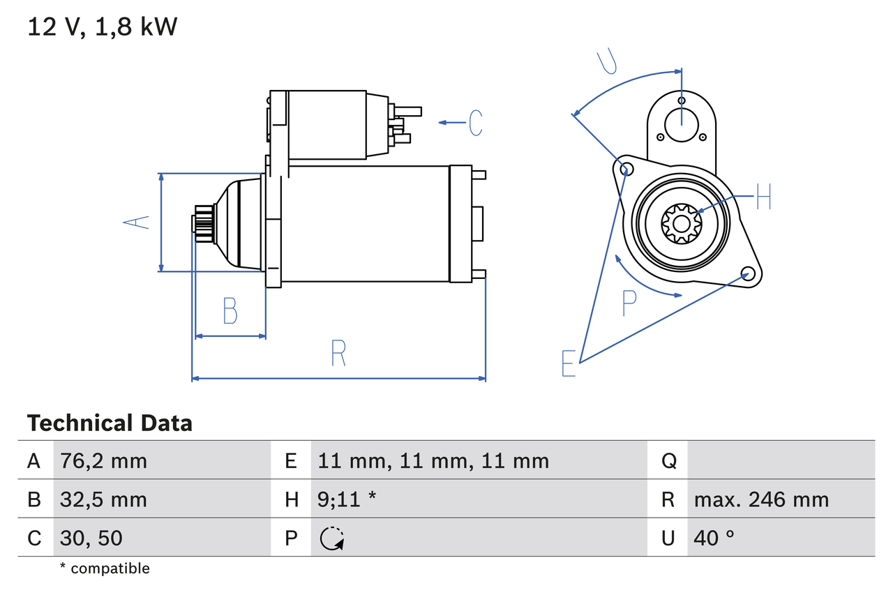 Bosch Starter 0 986 017 000