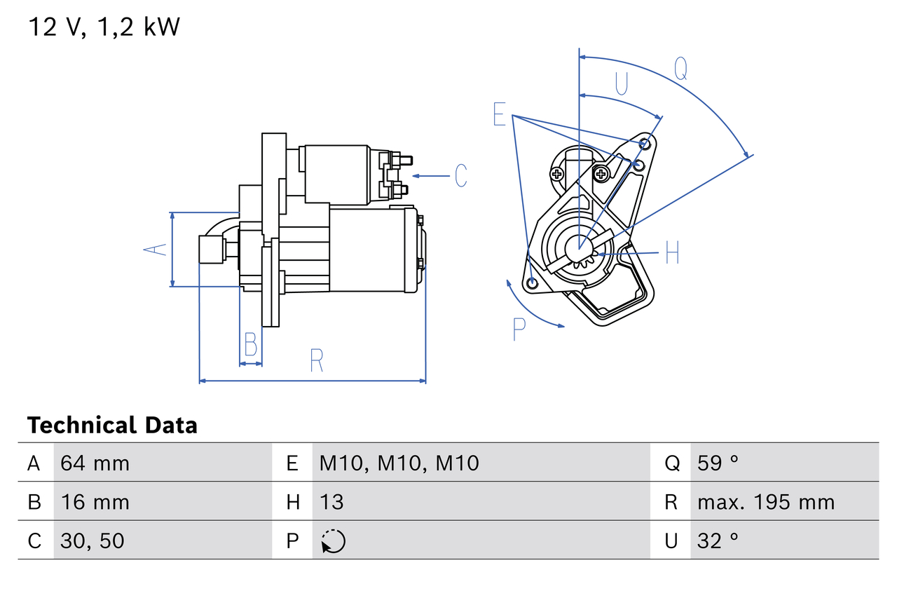 Bosch Startmotor / Starter 0 986 026 310