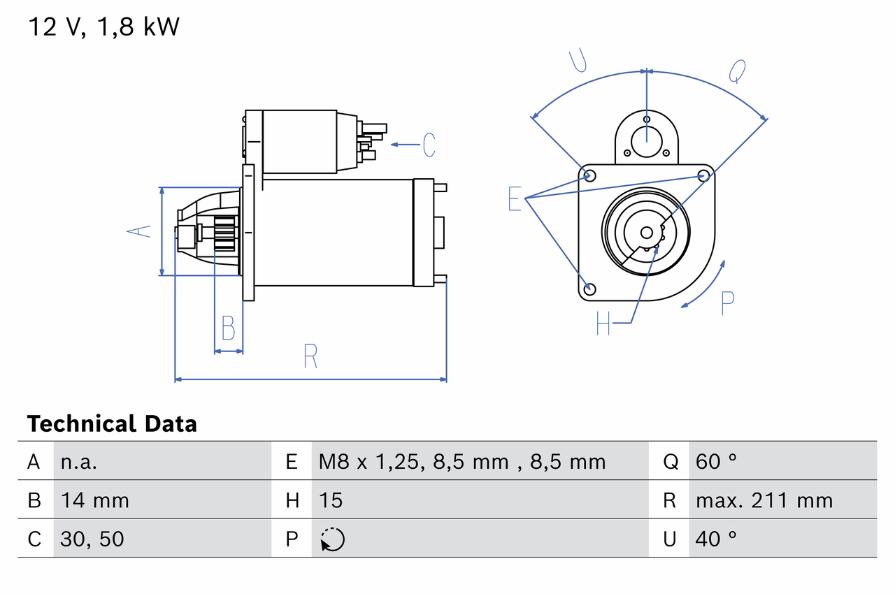 Bosch Startmotor / Starter 0 986 026 510