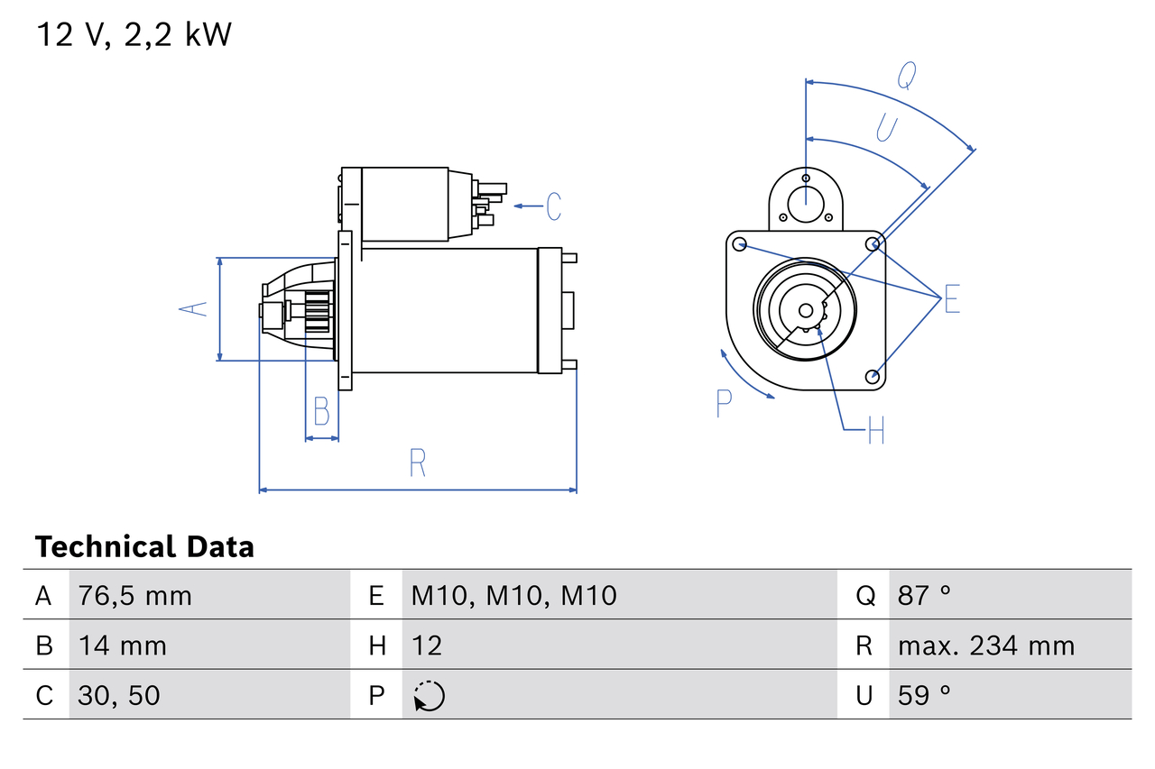 Bosch Startmotor / Starter 0 986 027 170