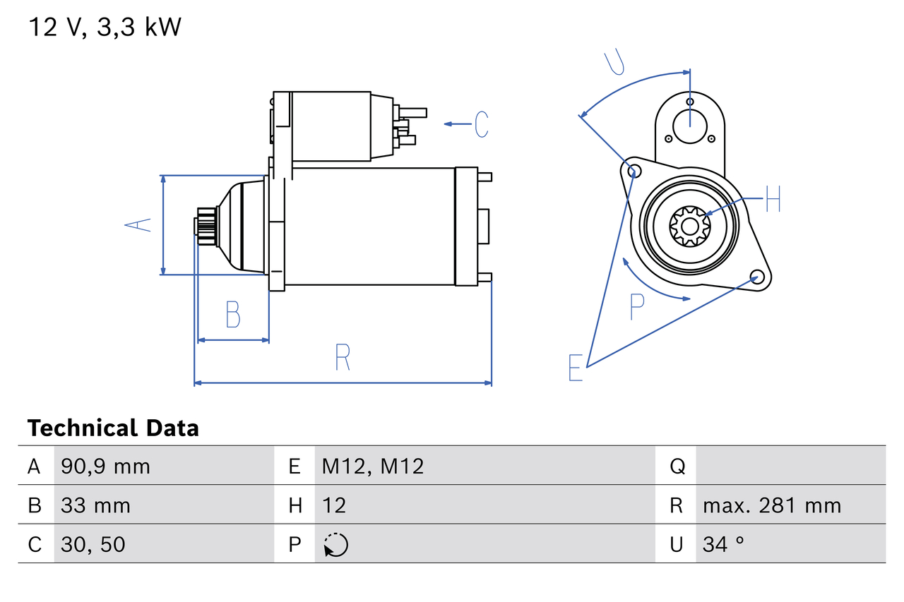 Bosch Startmotor / Starter 0 986 027 650